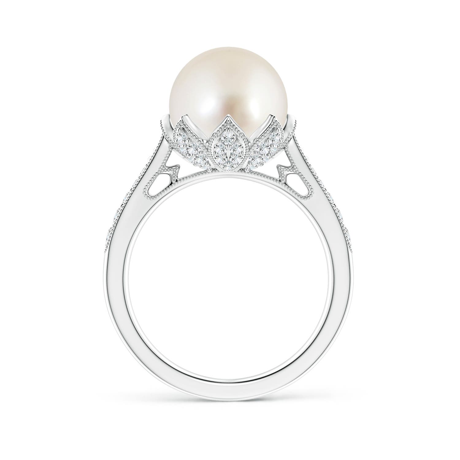 10mm AAAA Vintage Style South Sea Pearl Ring in White Gold