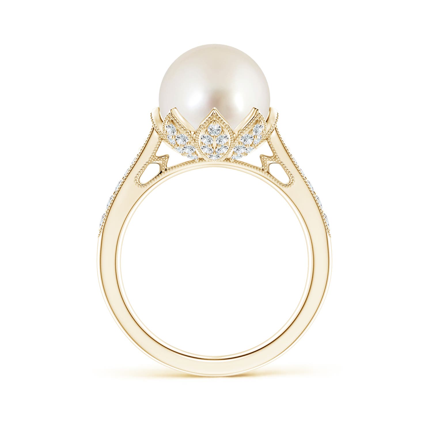 10mm AAAA Vintage Style South Sea Pearl Ring in Yellow Gold