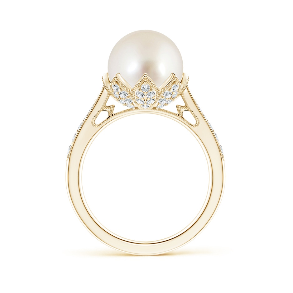 10mm AAAA Vintage Style South Sea Pearl Ring in Yellow Gold side 199