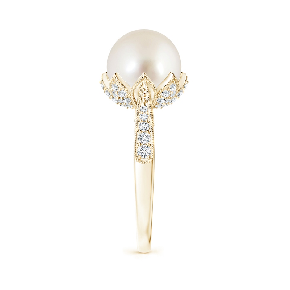 10mm AAAA Vintage Style South Sea Pearl Ring in Yellow Gold side 299