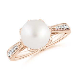 8mm AA Vintage Style South Sea Pearl Ring in Rose Gold