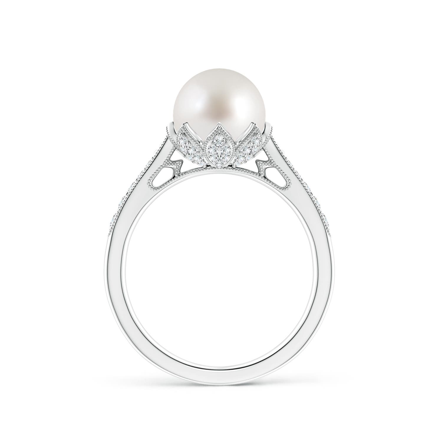 8mm AAA Vintage Style South Sea Pearl Ring in White Gold