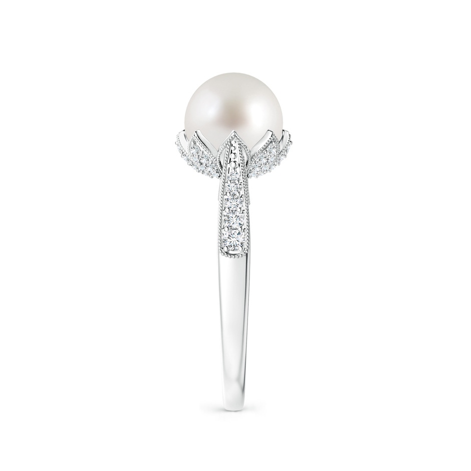 8mm AAA Vintage Style South Sea Pearl Ring in White Gold side 299