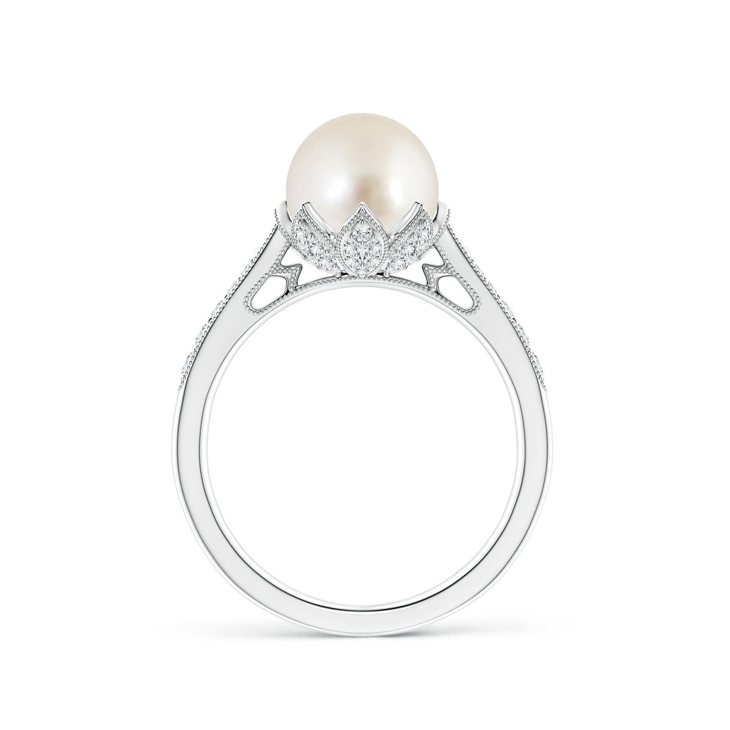 8mm AAAA Vintage Style South Sea Pearl Ring in P950 Platinum