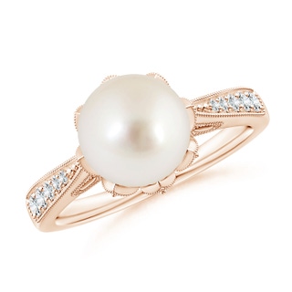 8mm AAAA Vintage Style South Sea Pearl Ring in Rose Gold