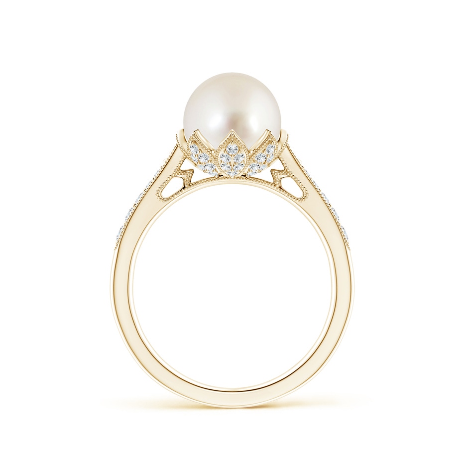 8mm AAAA Vintage Style South Sea Pearl Ring in Yellow Gold side 1