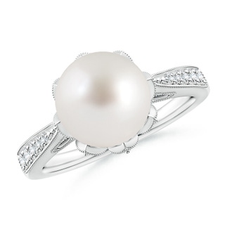 9mm AAA Vintage Style South Sea Pearl Ring in White Gold