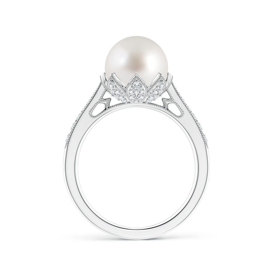 9mm AAA Vintage Style South Sea Pearl Ring in White Gold side 1