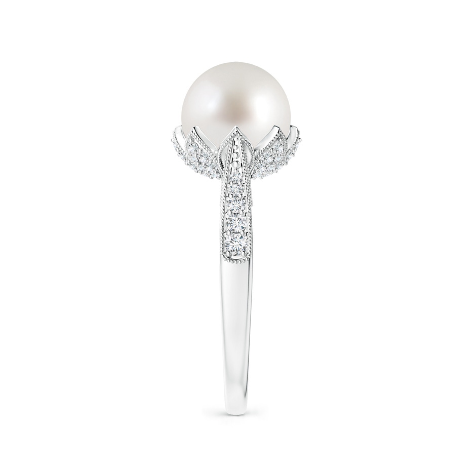 9mm AAA Vintage Style South Sea Pearl Ring in White Gold side 2