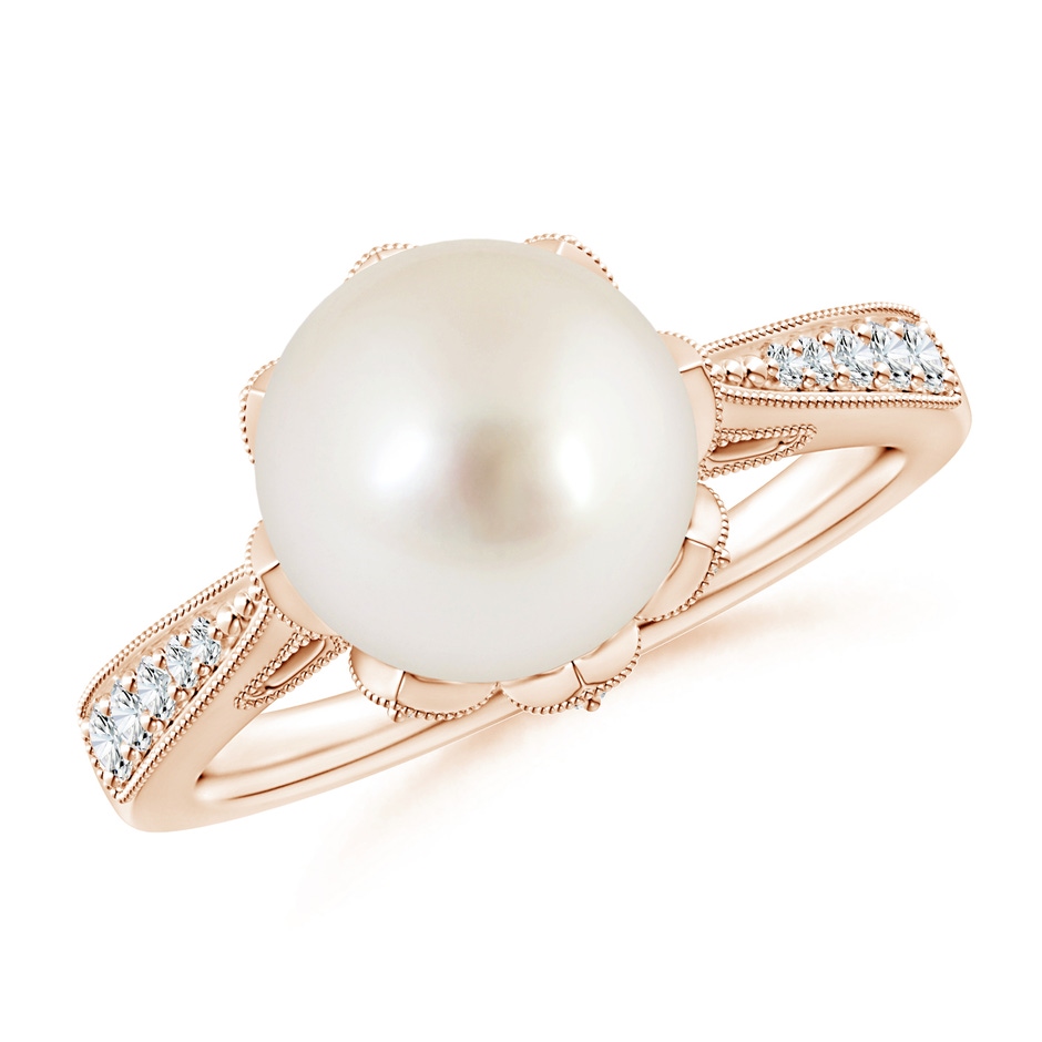 9mm AAAA Vintage Style South Sea Pearl Ring in Rose Gold 