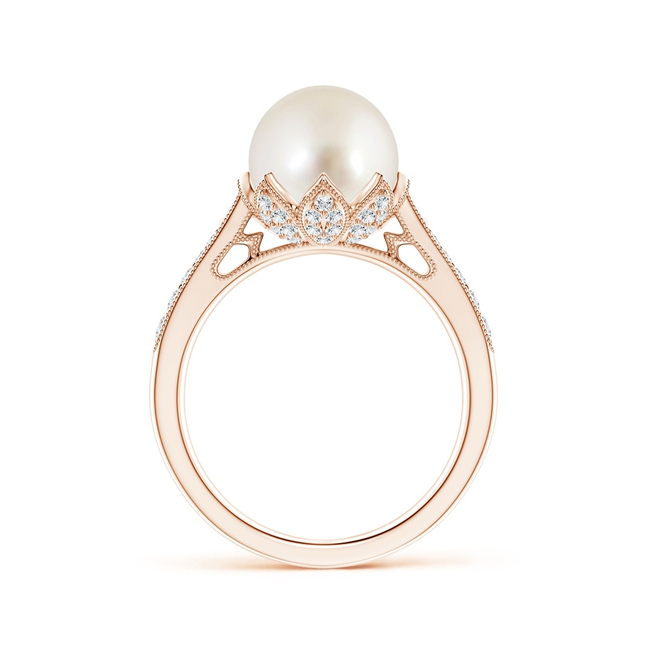 9mm AAAA Vintage Style South Sea Pearl Ring in Rose Gold side 199