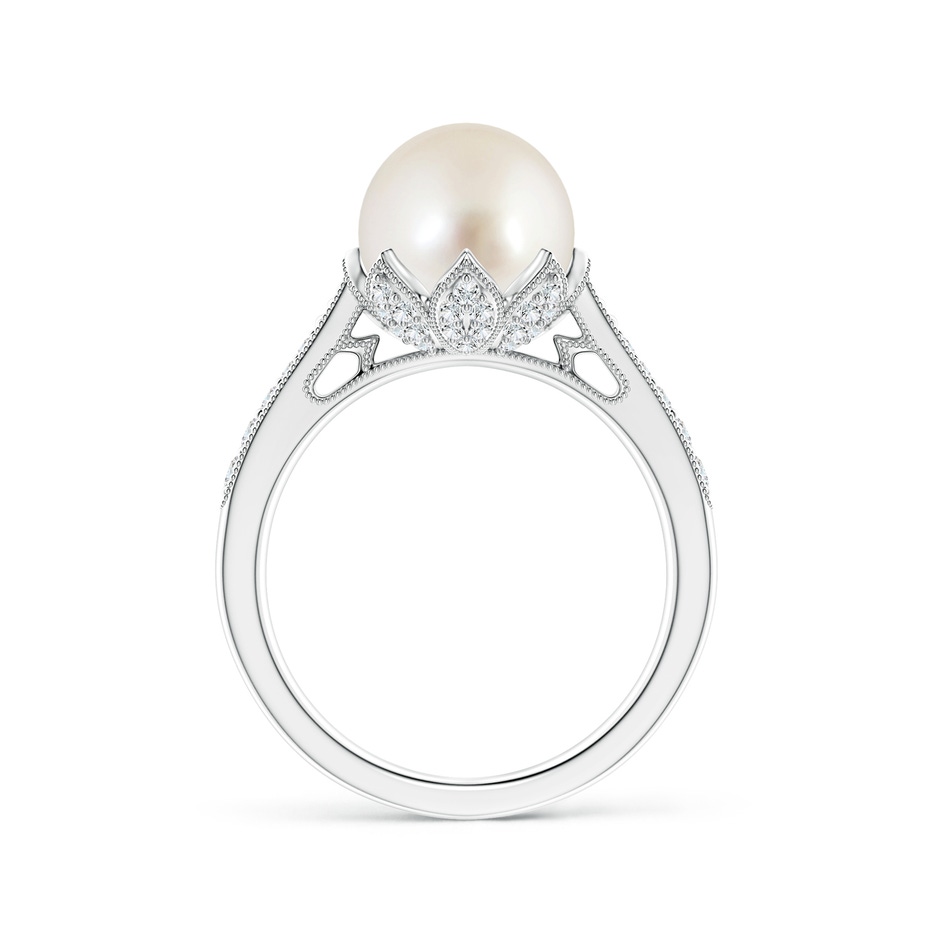 9mm AAAA Vintage Style South Sea Pearl Ring in White Gold side 1