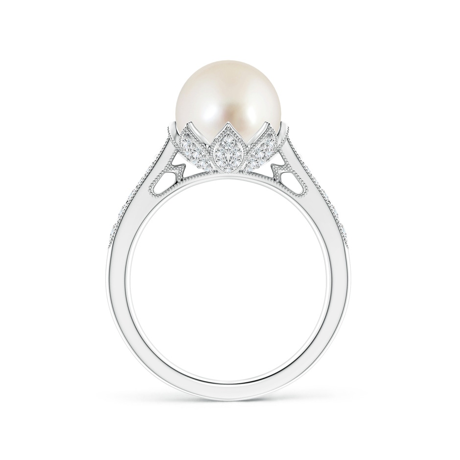 9mm AAAA Vintage Style South Sea Pearl Ring in White Gold side 199