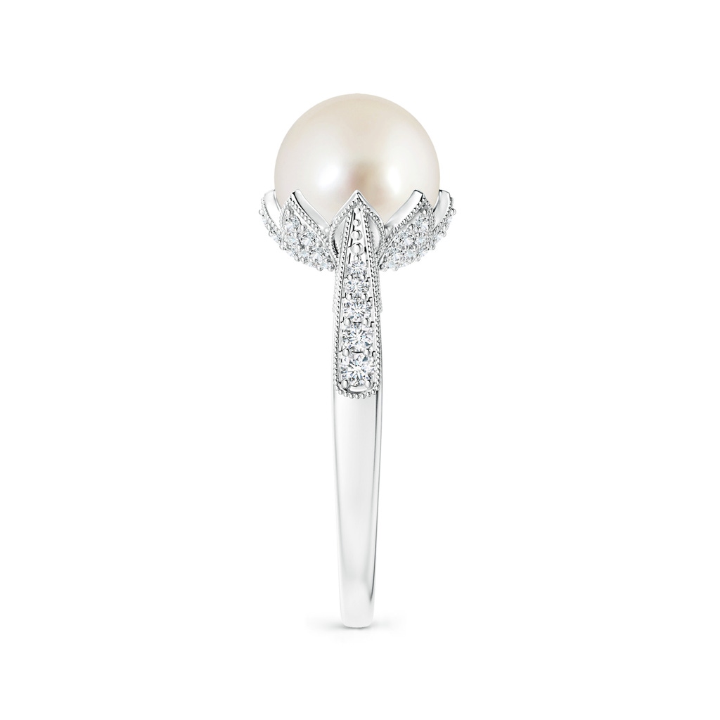 9mm AAAA Vintage Style South Sea Pearl Ring in White Gold Side 2