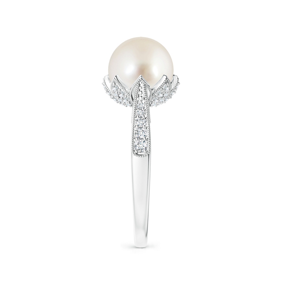 9mm AAAA Vintage Style South Sea Pearl Ring in White Gold side 2