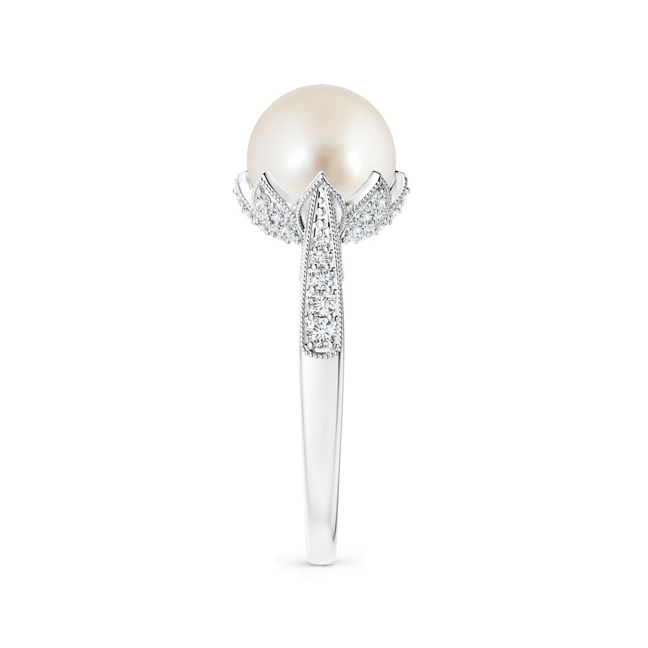 9mm AAAA Vintage Style South Sea Pearl Ring in White Gold side 299