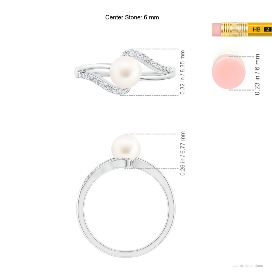 6mm AA Freshwater Pearl Ring with Bypass Shank in P950 Platinum ruler