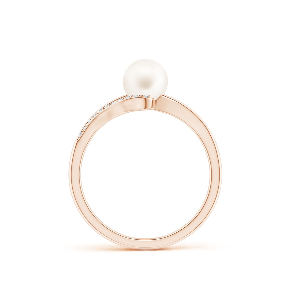 6mm AA Freshwater Pearl Ring with Bypass Shank in Rose Gold side 1