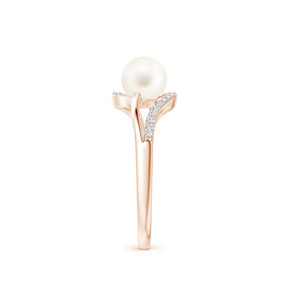 6mm AA Freshwater Pearl Ring with Bypass Shank in Rose Gold side 2