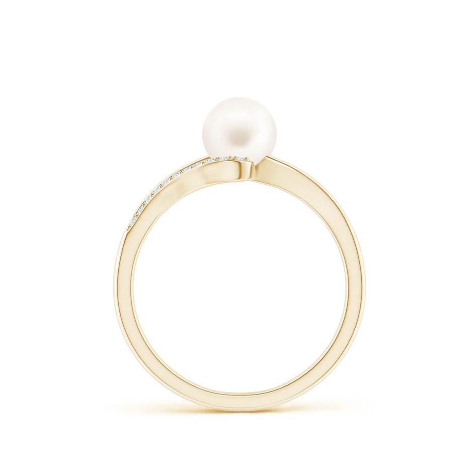 6mm AA Freshwater Pearl Ring with Bypass Shank in Yellow Gold side 1