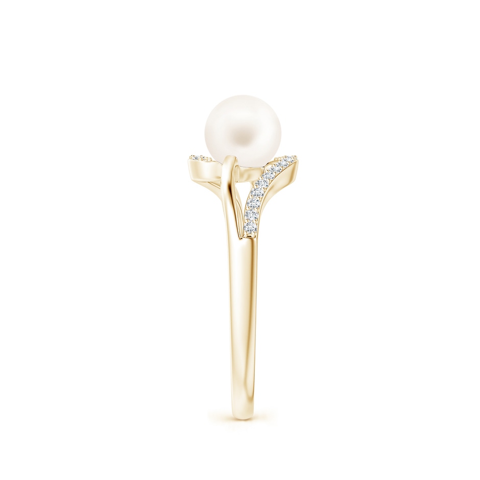 6mm AA Freshwater Pearl Ring with Bypass Shank in Yellow Gold side 2