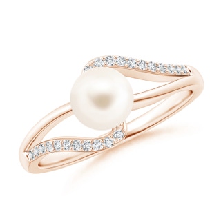 6mm AAA Freshwater Pearl Ring with Bypass Shank in Rose Gold