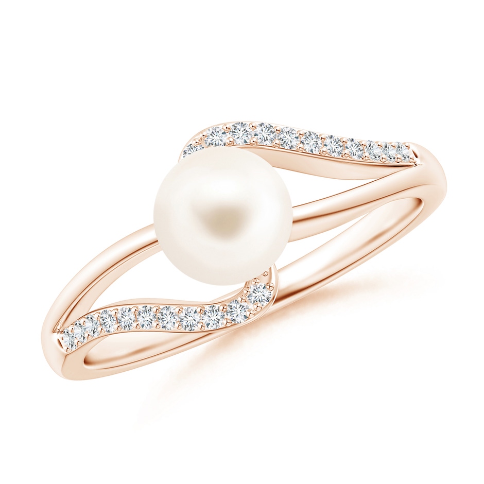 6mm AAA Freshwater Pearl Ring with Bypass Shank in Rose Gold 