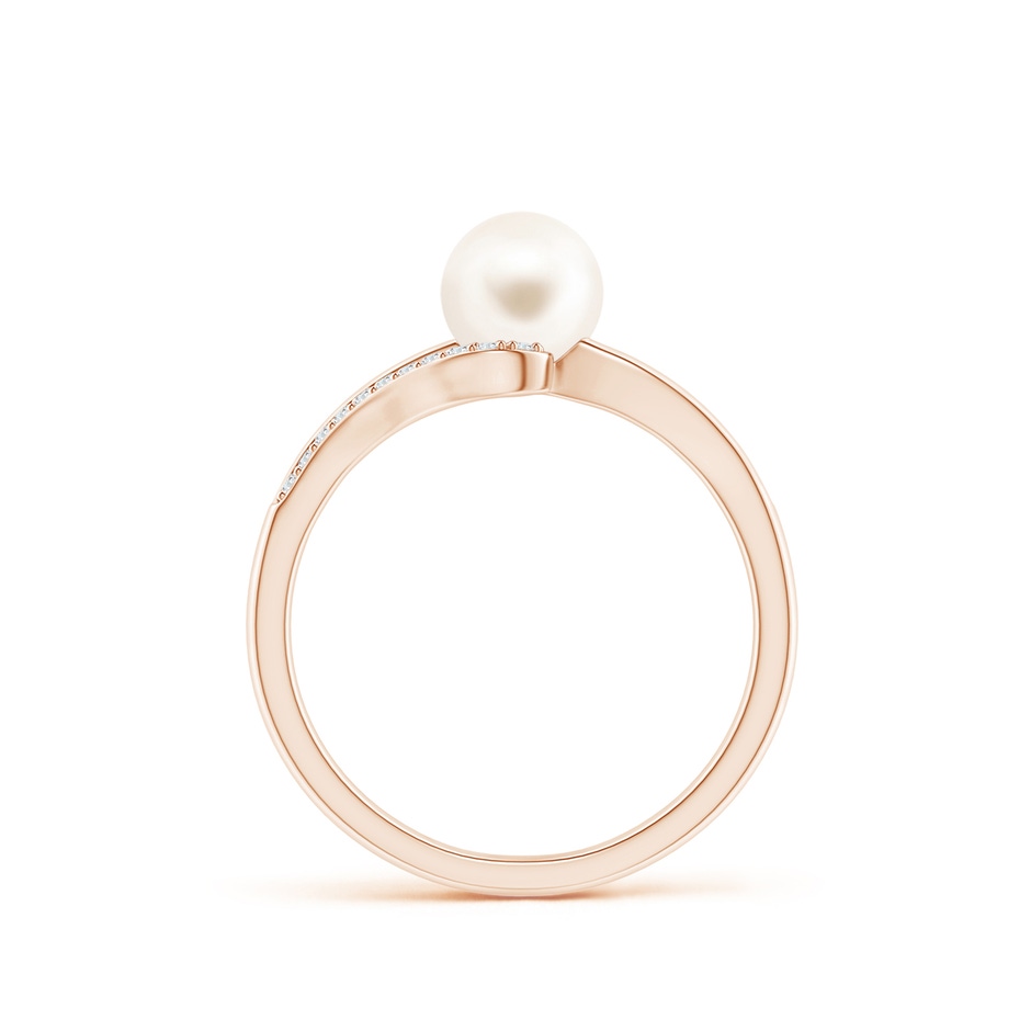 6mm AAA Freshwater Pearl Ring with Bypass Shank in Rose Gold side 1