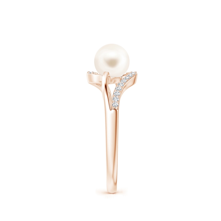 6mm AAA Freshwater Pearl Ring with Bypass Shank in Rose Gold side 2