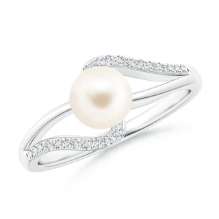 6mm AAA Freshwater Pearl Ring with Bypass Shank in White Gold