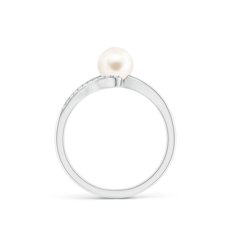6mm AAA Freshwater Pearl Ring with Bypass Shank in White Gold side 1