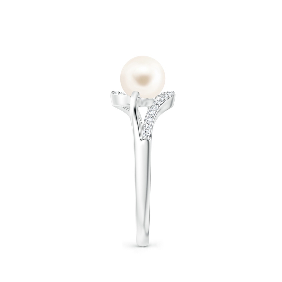 6mm AAA Freshwater Pearl Ring with Bypass Shank in White Gold side 2