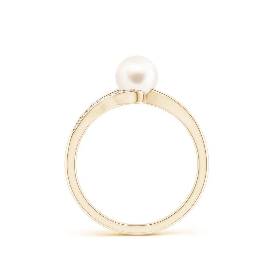 6mm AAA Freshwater Pearl Ring with Bypass Shank in Yellow Gold side 1