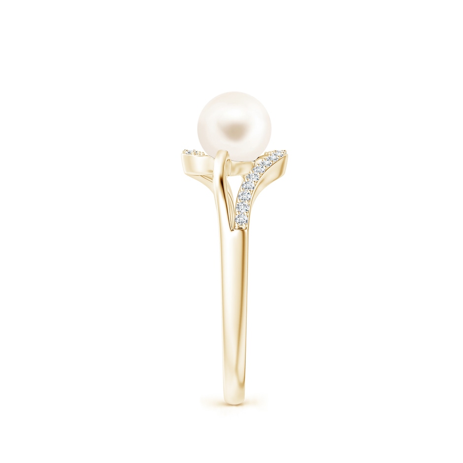 6mm AAA Freshwater Pearl Ring with Bypass Shank in Yellow Gold side 2