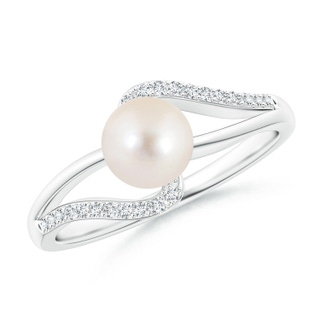 6mm AAAA Freshwater Pearl Ring with Bypass Shank in White Gold