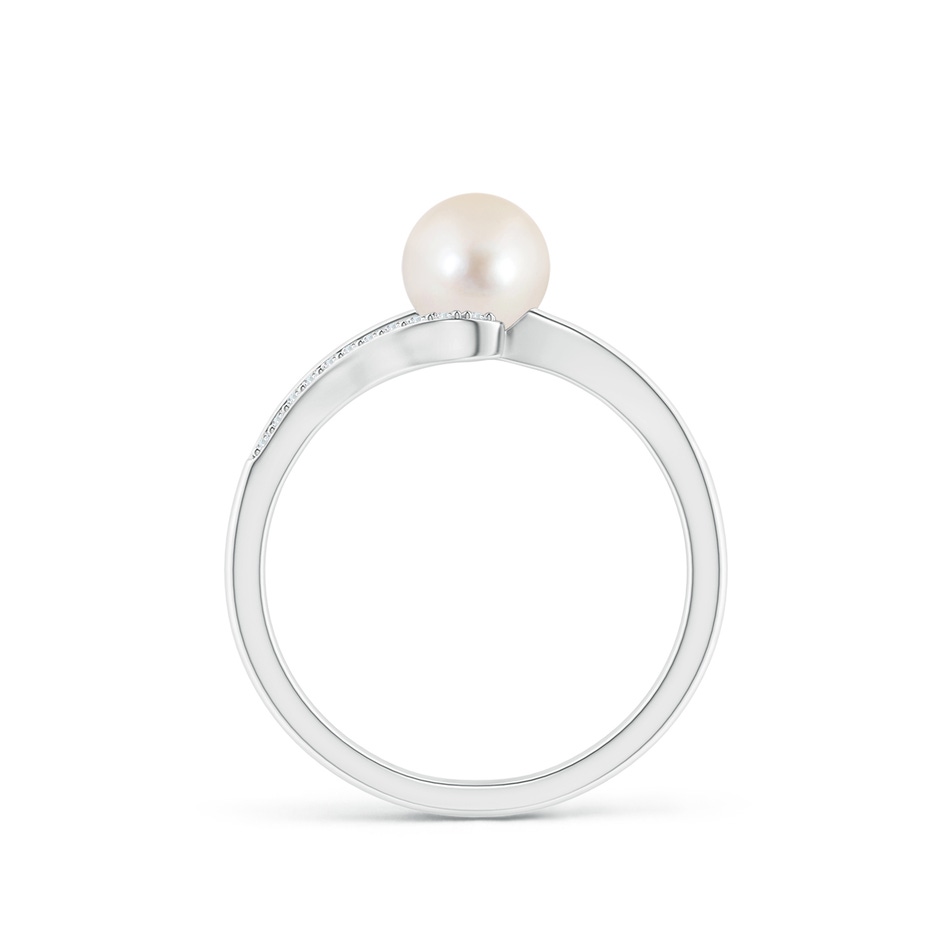 6mm AAAA Freshwater Pearl Ring with Bypass Shank in White Gold side 1