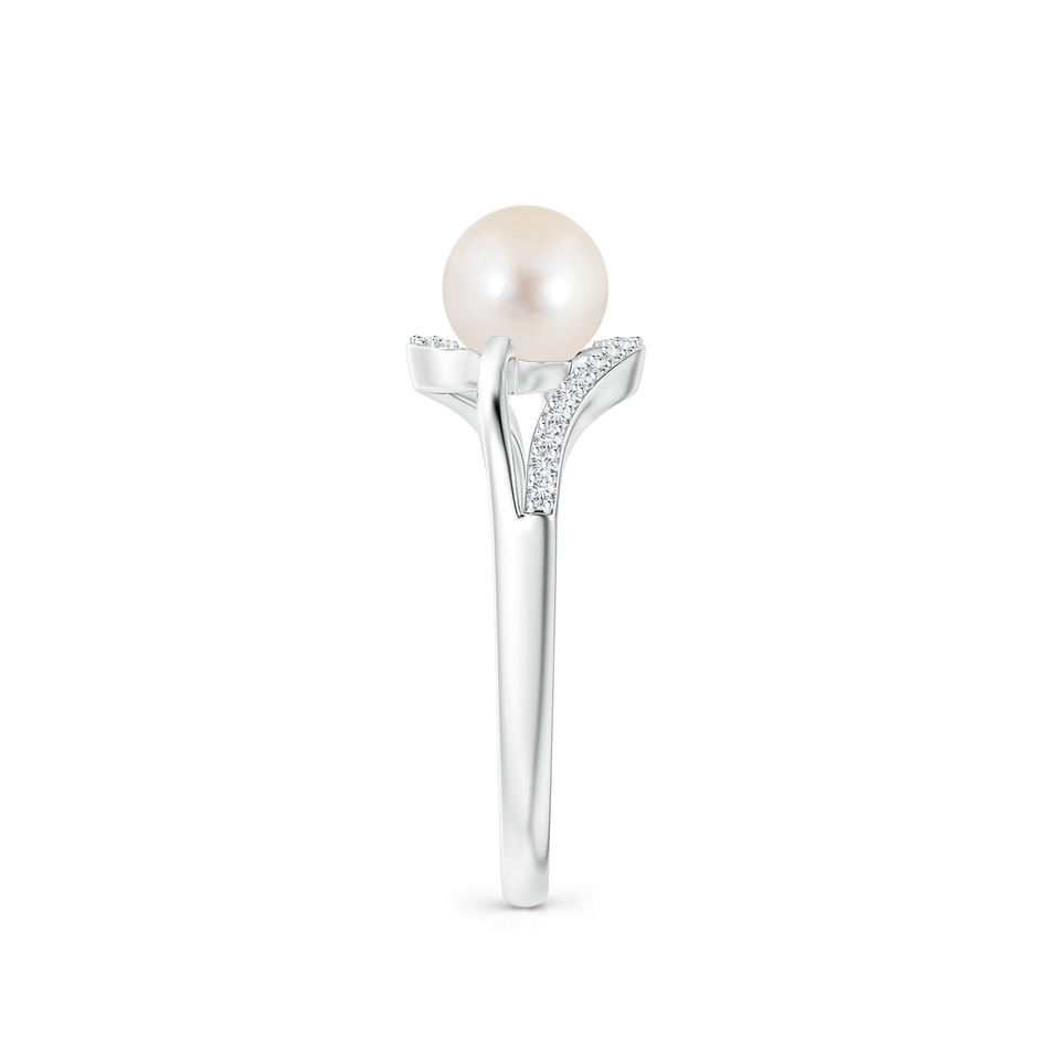 6mm AAAA Freshwater Pearl Ring with Bypass Shank in White Gold side 2