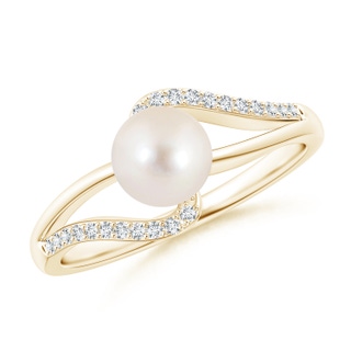 6mm AAAA Freshwater Pearl Ring with Bypass Shank in Yellow Gold