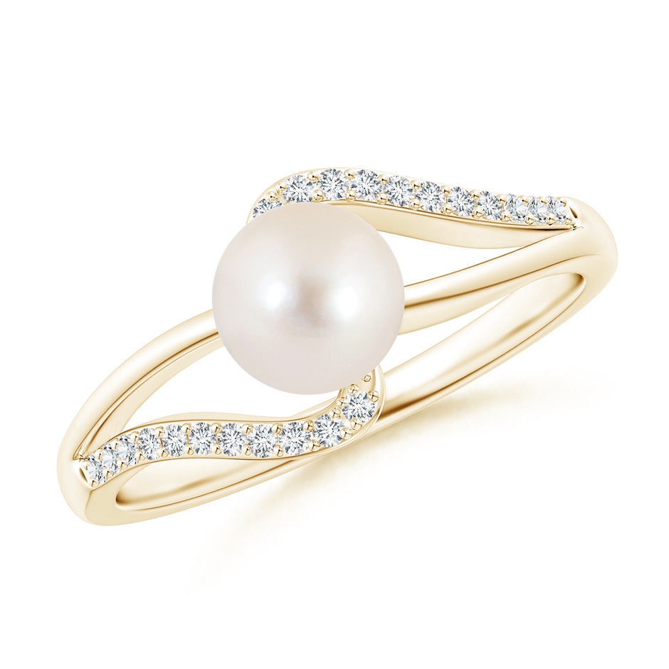 6mm AAAA Freshwater Pearl Ring with Bypass Shank in Yellow Gold 