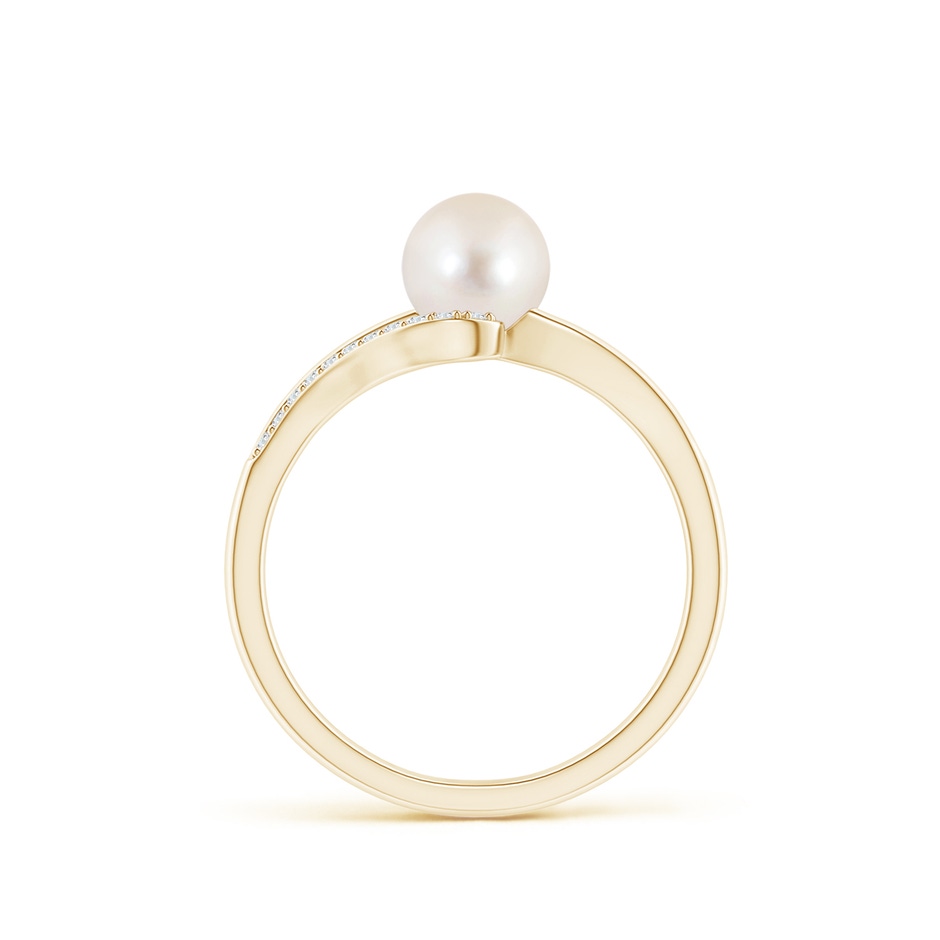 6mm AAAA Freshwater Pearl Ring with Bypass Shank in Yellow Gold side 1