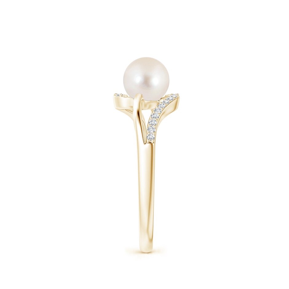 6mm AAAA Freshwater Pearl Ring with Bypass Shank in Yellow Gold side 2