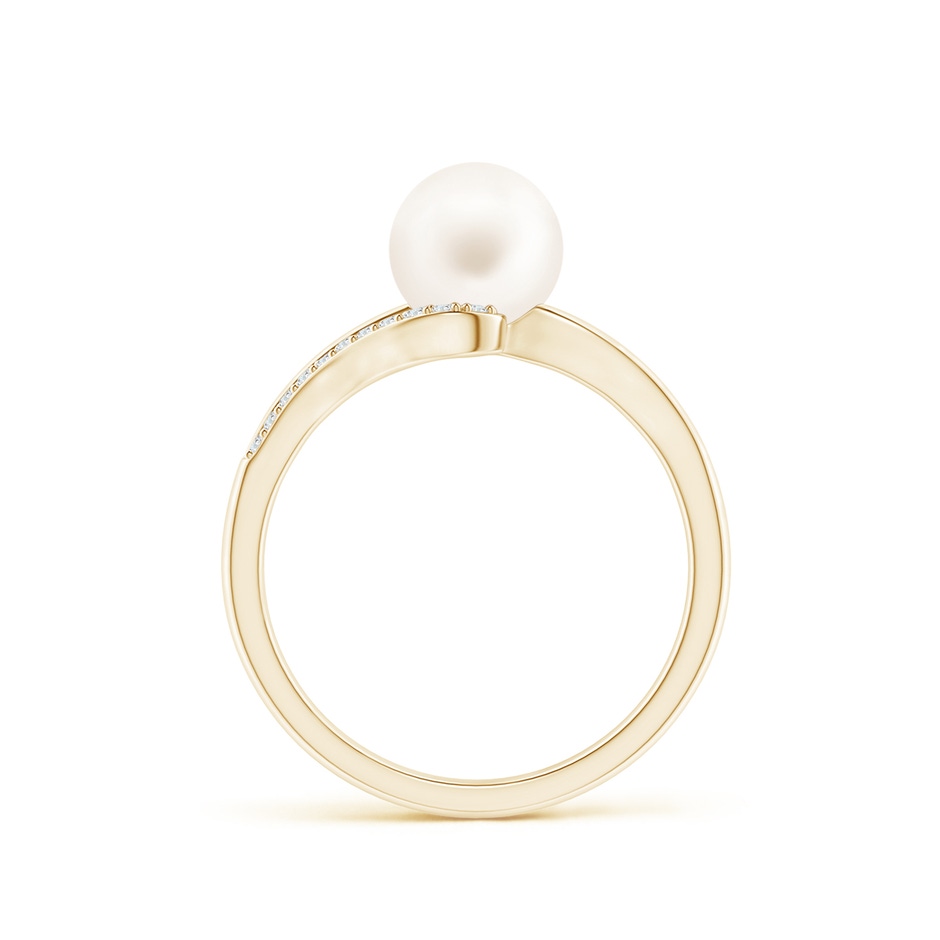7mm AA Freshwater Pearl Ring with Bypass Shank in Yellow Gold side 1