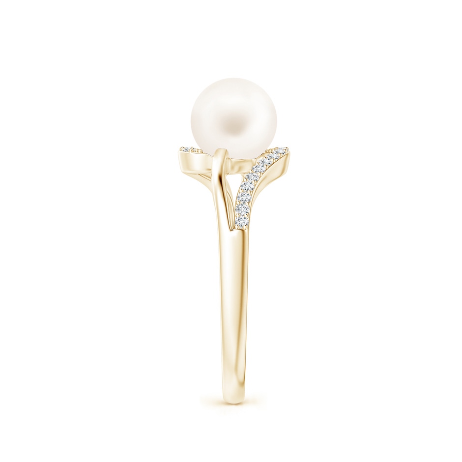 7mm AA Freshwater Pearl Ring with Bypass Shank in Yellow Gold side 2
