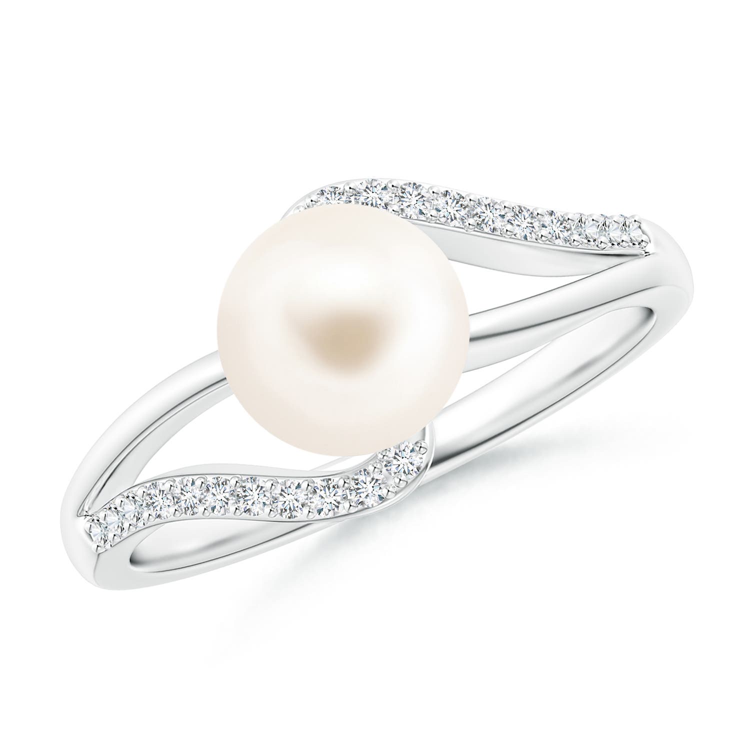7mm AAA Freshwater Pearl Ring with Bypass Shank in P950 Platinum