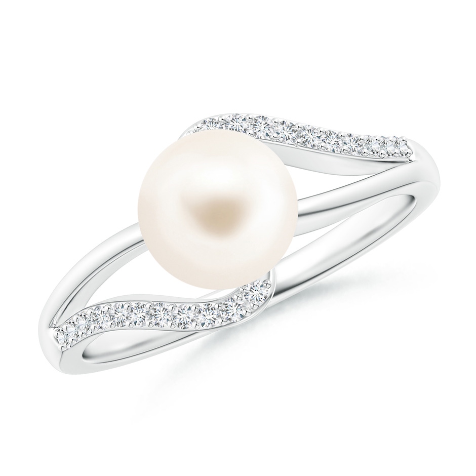 7mm AAA Freshwater Pearl Ring with Bypass Shank in White Gold 