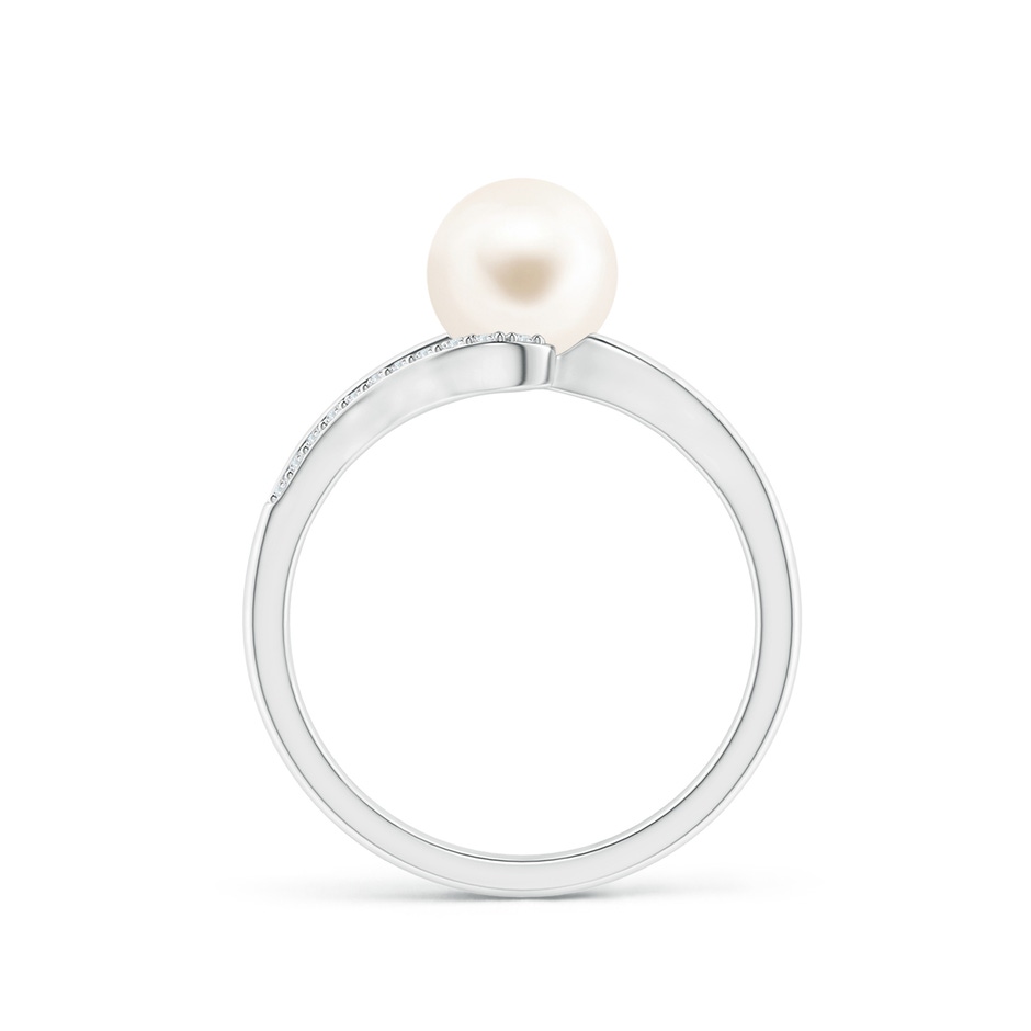 7mm AAA Freshwater Pearl Ring with Bypass Shank in White Gold side 1