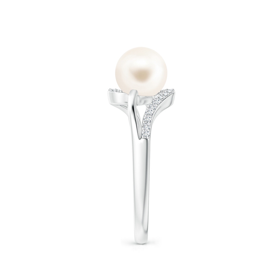 7mm AAA Freshwater Pearl Ring with Bypass Shank in White Gold side 2