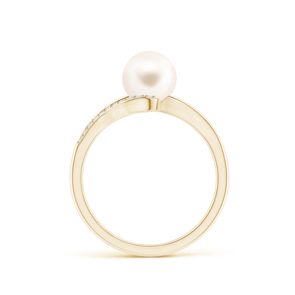 7mm AAA Freshwater Pearl Ring with Bypass Shank in Yellow Gold side 1