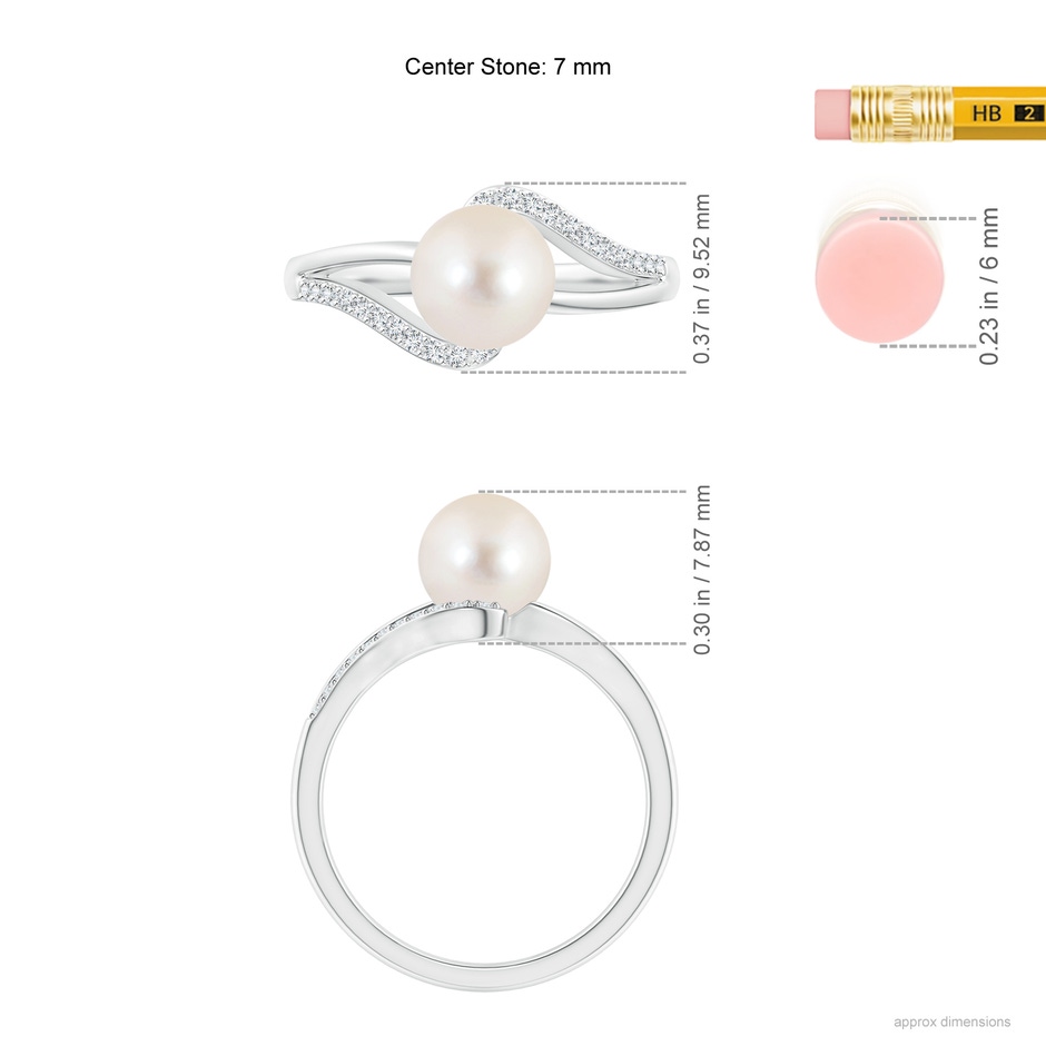 7mm AAAA Freshwater Pearl Ring with Bypass Shank in P950 Platinum ruler