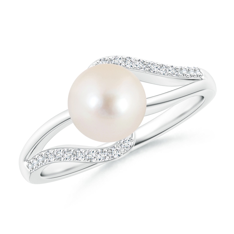 7mm AAAA Freshwater Pearl Ring with Bypass Shank in White Gold 